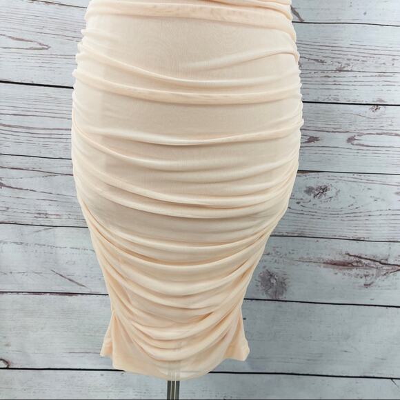 Venus pink peach ruched asymmetrical neckline - Picture 3 of 12